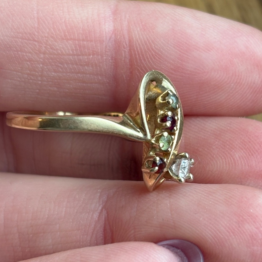 14k Yellow Gold Diamond Vintage Estate Cocktail Ring - Picture 5 of 7